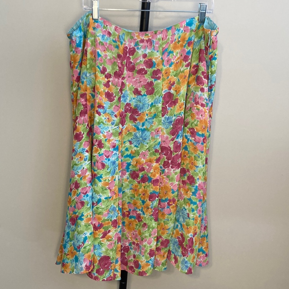 Emma James Reversible Skirt Plus 18W Floral Colorful Polka Dot Chiffon Flowy